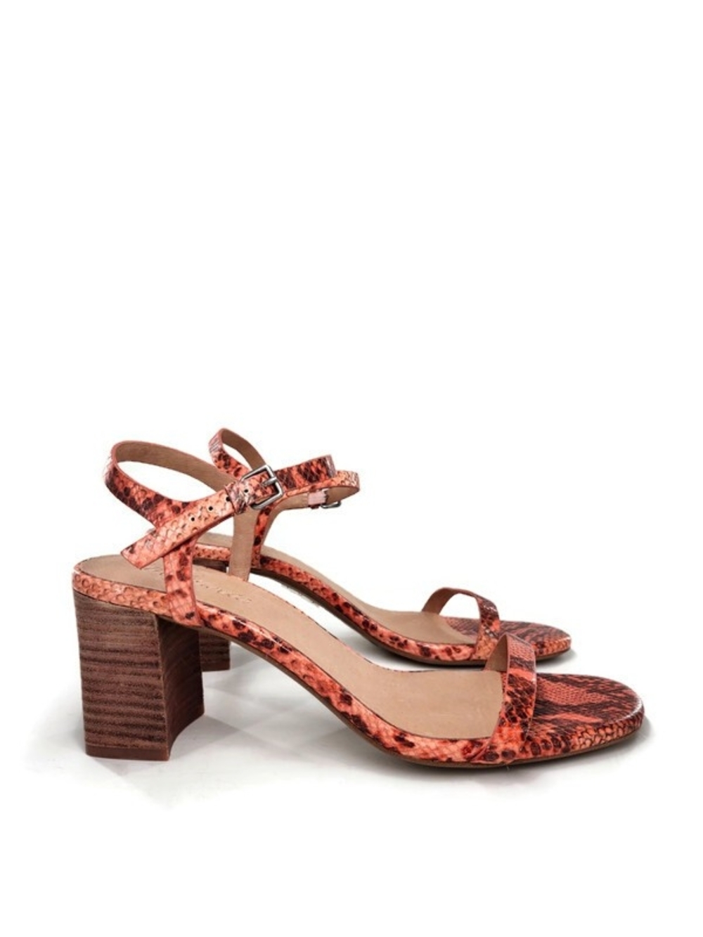 Madewell Hollie Snake Embossed Leather Open Square Toe Low Block-Heel Sandals - Picture 7 of 11